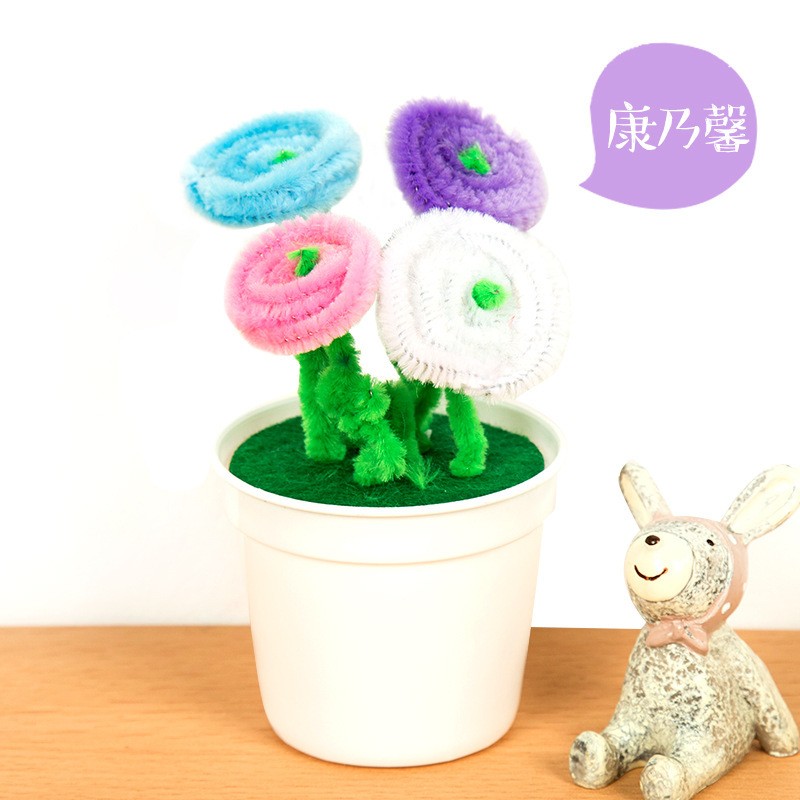 Hairy Root Small Potted Plant 3# Carnation Childrens Fake Flower Craft Kit