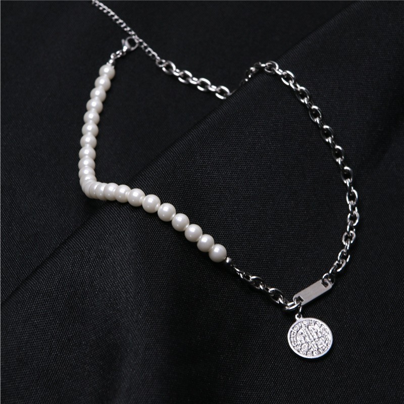 Pearl Tag Necklace Kstyle Necklace Clearance