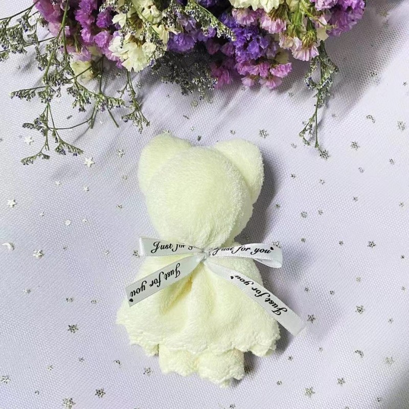 White Finished Bear Towel Gift