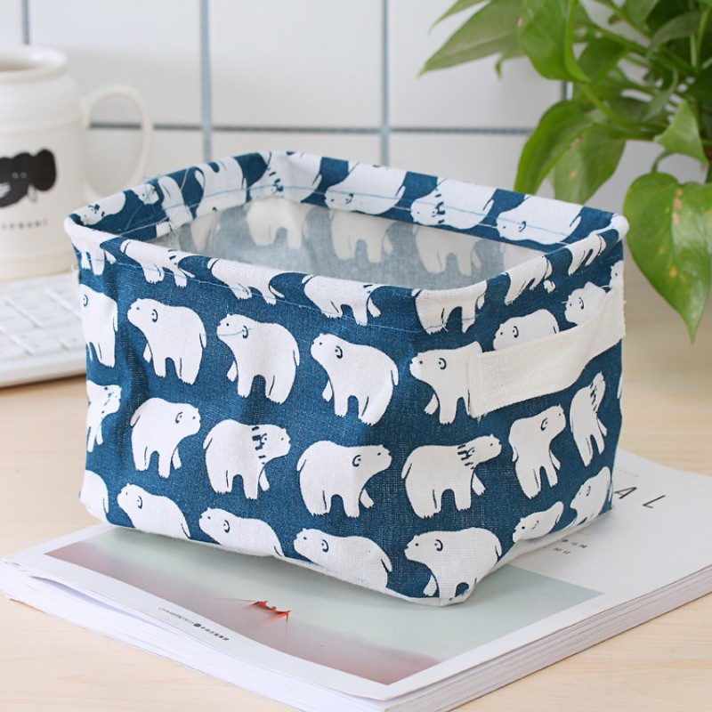 Polar Bear Canvas Storage Basket