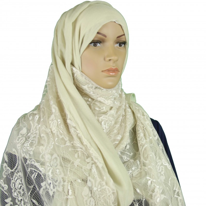 Cream Extra Lace Hijab