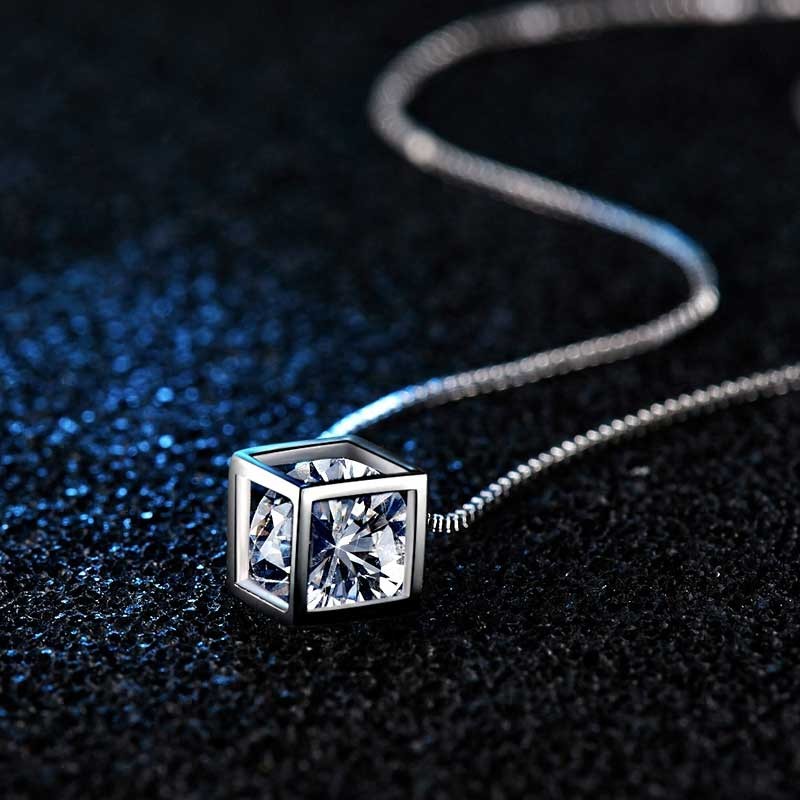 Crystal Cubed Polished Necklace
