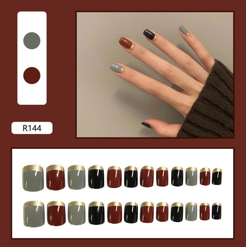 R144 Dark Phnom Penh Fake Nails
