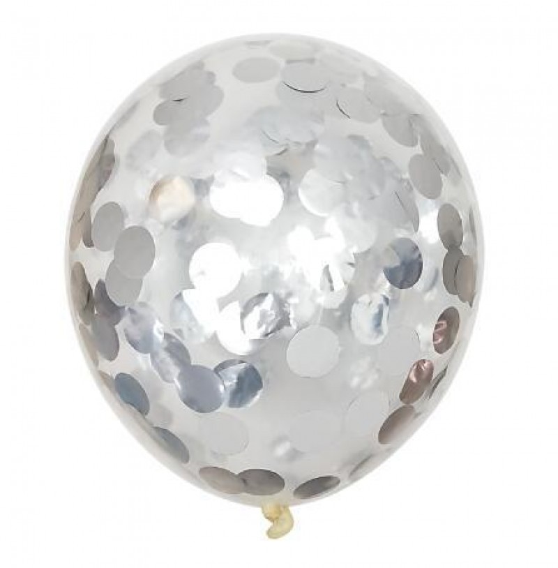 12 Inch Silver Round Transparent Balloon Confetti Balloon