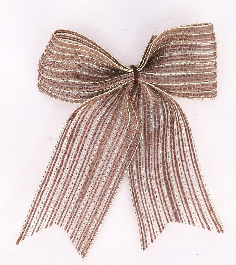 4U2-16 Gold Wire-Coffee 3.8cm Wide Hemp Bow