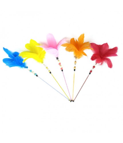 Purein The Floating Multi- Mixed Random Colour Feather Cat Stick Toy