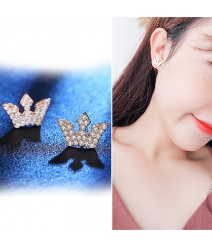 Wh104-Rose Gold Silver Needle Korean Style Earrings