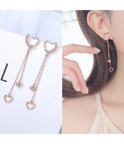 Wh153-Rose Gold Silver Needle Korean Style Earrings