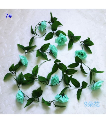 7 Tiffany Blue Rose Vine Artificial Flowers
