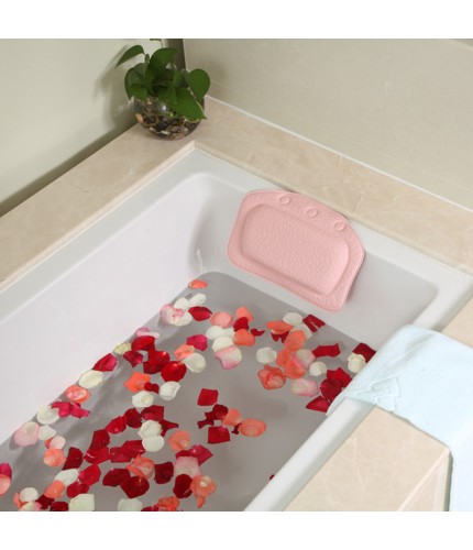 Coarse Cloth Pink Bathtub Pillow 21*31cm Pvc Bath Pillow