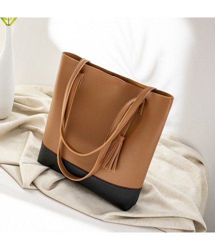 Brown Korean Style Tassel Tote Bag