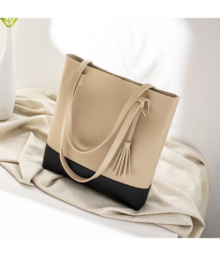 Khaki Korean Style Tassel Tote Bag