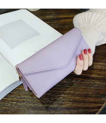 Light Purple Tri Fold Tassel Clutch