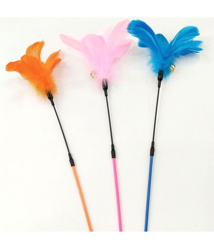 Purein The Long And Long Multi- Mixed Random Colour Bell Feather Cat Toy
