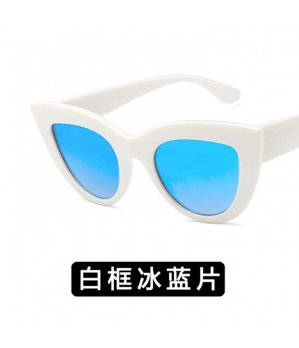 White Frame Ice Blue Retro Style Sunglasses