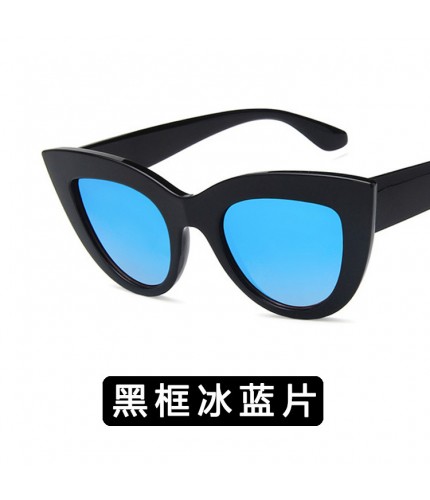 Black Frame Ice Blue Retro Style Sunglasses