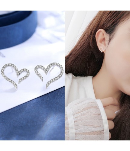 Wh070-White Gold Silver Needle Korean Style Earrings