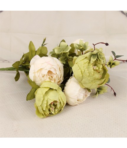 Autumn White Green Peony Artificial Flower