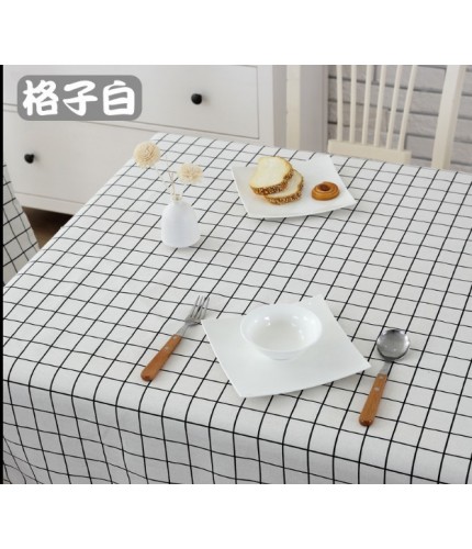 White Grid *140 Simple Table Cloth
