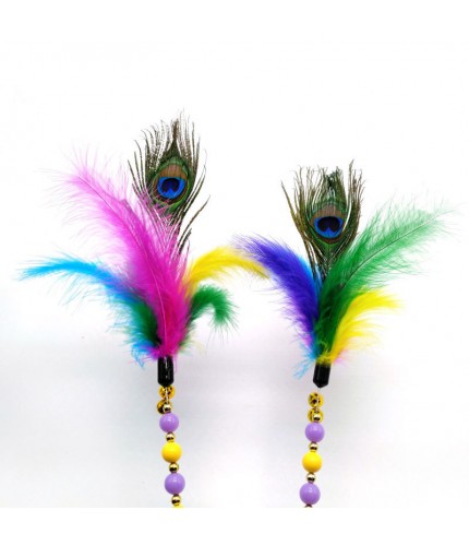 Peacock Hair 5 S 62cm Multi- Mixed Random Colour Peacock Feather Cat Toy