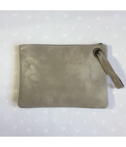 Light Gray Zipper Large Clutch Handbag