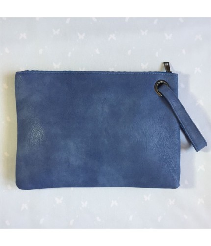 Light Blue Zipper Large Clutch Handbag