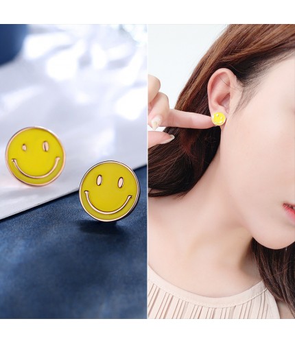 Wh162-Rose Golden Silver Needle Korean Style Earrings