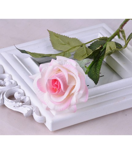 White Powder Heart Rose Artificial Flowers