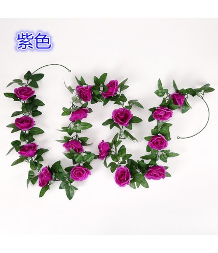 16 Purple Rose Vine Artificial Flowers