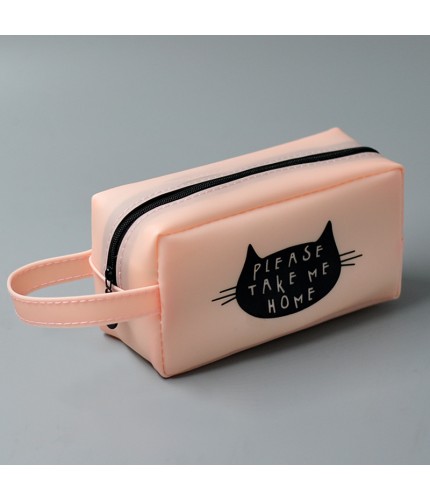 1395 Pink Cat Head Simple Pencil Case