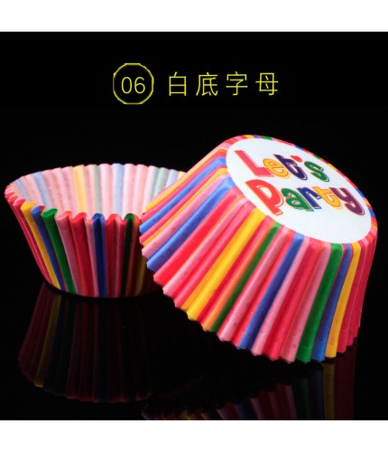 No.06 White Letters 100 Paper Cup Cake Baking Barrel