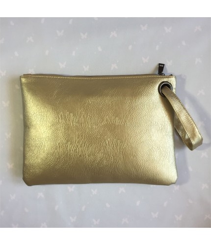 Gold Zipper Large Clutch Handbag