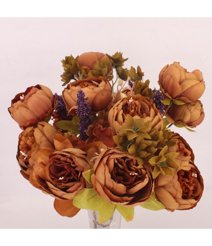 Brown Peony Artificial Flower