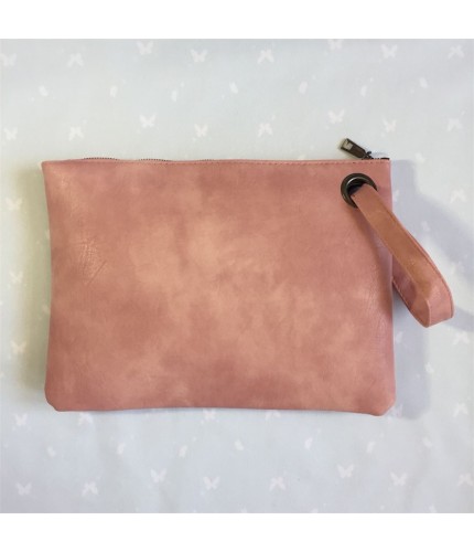 Pink Zipper Large Clutch Handbag