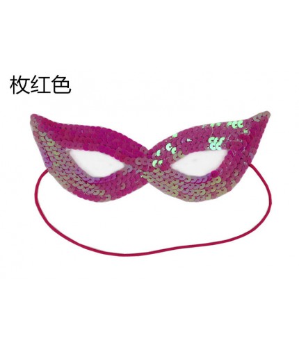 Rose Red Sequin Eye Party Mask