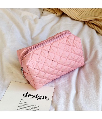 Pink Nylon Travel Cosmetic Bag