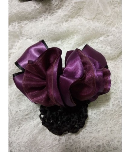 Purple Bow Hair Net Hair Accessory