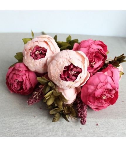 Autumn Leaves Red Peony High Grade Artificial Flowers