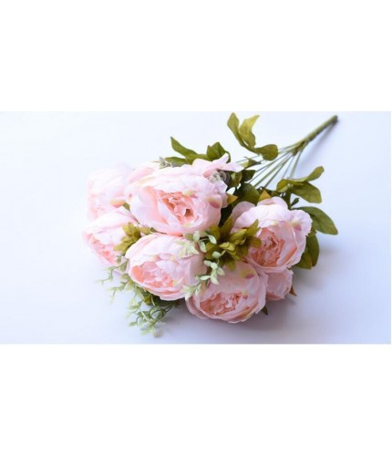 Green Leaf Light Pink Peony High Grade Artificial Flowers