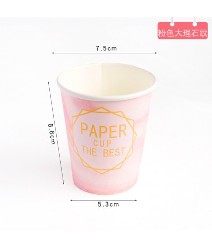 Pink Marble Disposable Paper Cups