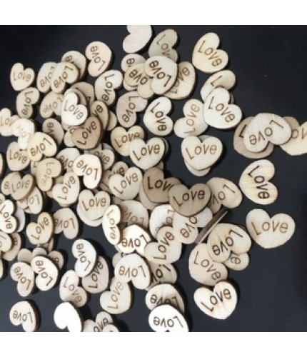 12x15 mm 100Pcs Love Hearts Wooden Craft Embellishments