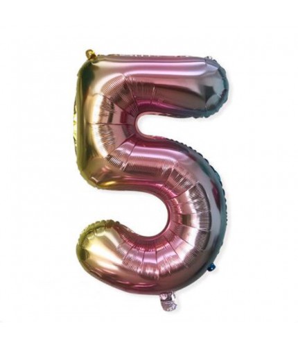 32 Inch Gradient Number 5 Birthday Balloons Aluminium Foil