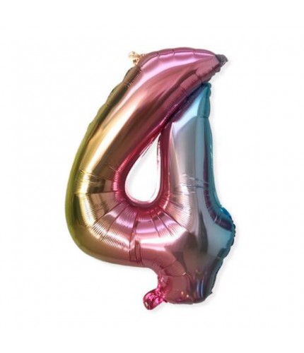 32 Inch Gradient Number 4 Birthday Balloons Aluminium Foil