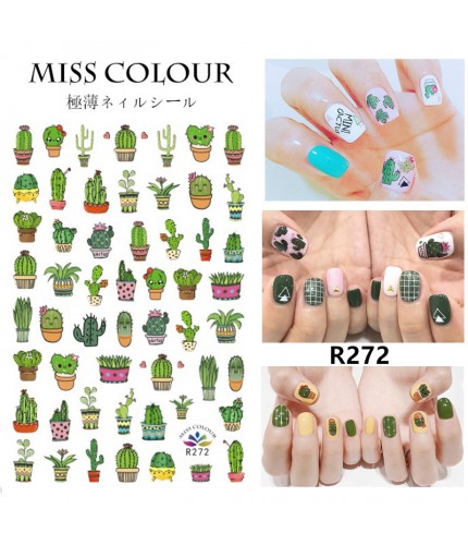 R272 Net Red Cactus Nail Stickers