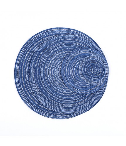 Blue Round Diameter 11cm Nordic Cotton Yarn Placemat