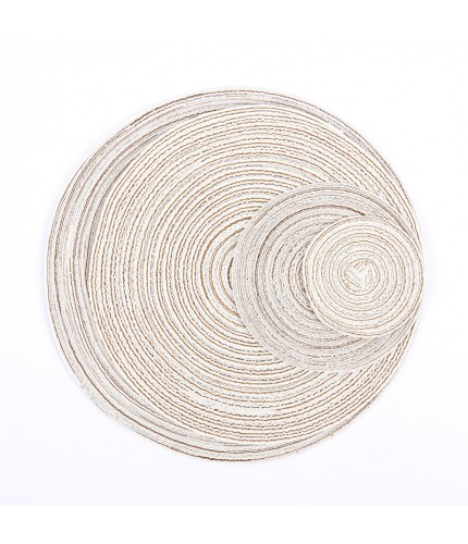 Beige Circle Diameter 36cm Nordic Cotton Yarn Placemat