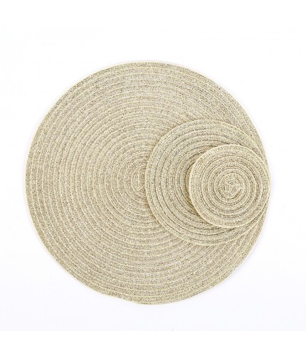 Gold Circle Diameter 36cm Nordic Cotton Yarn Placemat