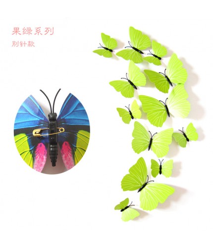 H 007 Vegetarian Green Pin Set Of 12 Pvc Butterfly
