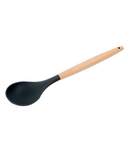 Spoon Non Stick Silicone Kitchen Utensil Wooden Handle