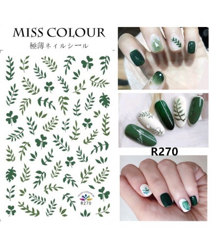 R270 Net Red Leaves Nail Stickers